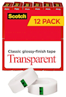 TAPE, TRANSPARENT, SCOTCH, 0.75" X 27.77 YDS, 1" CORE, 12 ROLLS/CT THUMBNAIL
